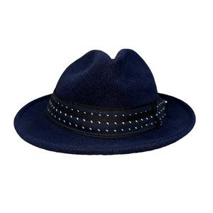 Stacy Adams Wool Felt Pint Front Navy Men's Medium Fedora Hat NWT